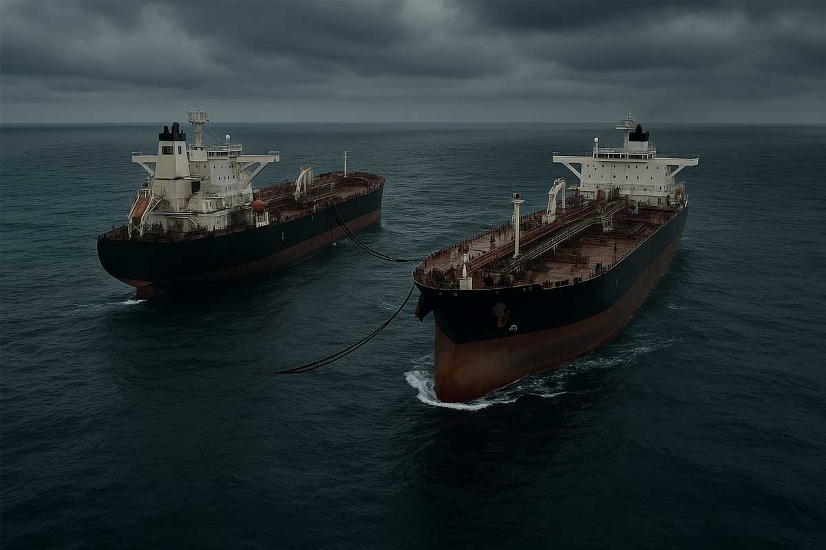 two oil tankers on the sea