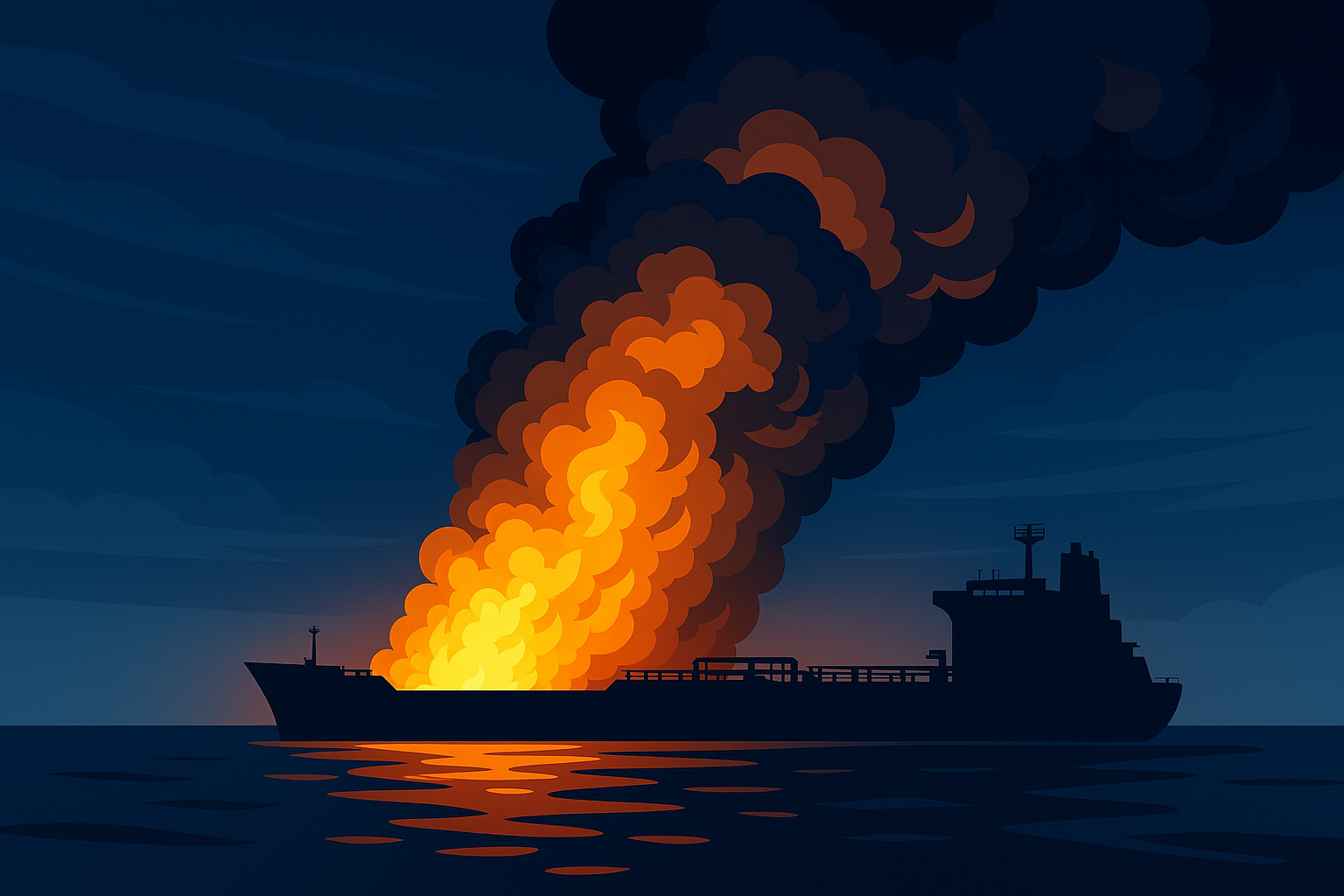 Black Sea tanker explosion illustration