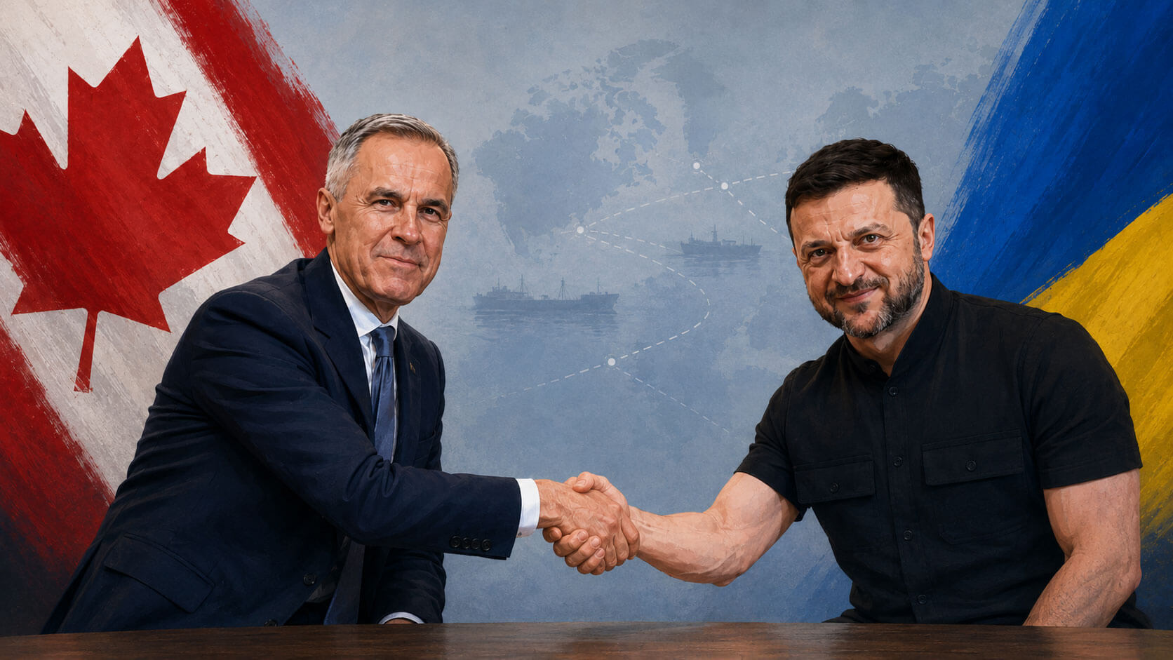 President Zelensky and Prime Minister Carney shaking hands