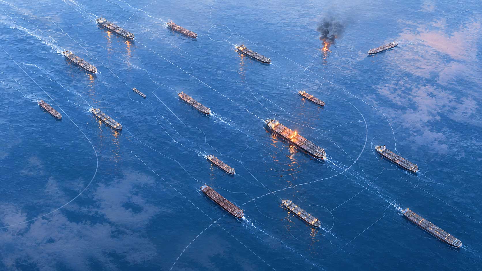Oil tankers on Azov sea illustration